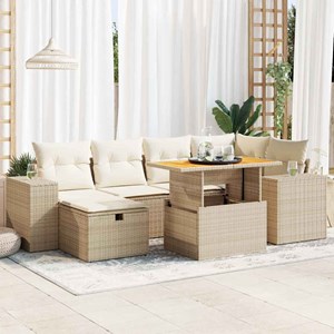 Maison exclusive - salon de jardin avec coussins 8 pcs beige résine tressée acac