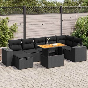Maison exclusive - salon de jardin 5 pcs avec coussins noir résine tressée acaci