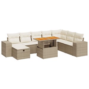 Maison exclusive - salon de jardin avec coussins 9 pcs beige résine tressée acac