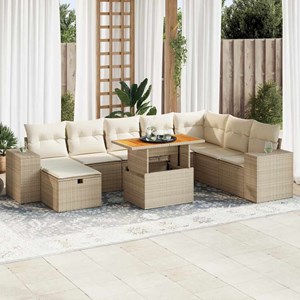 Maison exclusive - salon de jardin avec coussins 9 pcs beige résine tressée acac