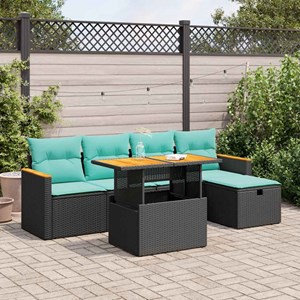 Maison exclusive - salon de jardin 6 pcs avec coussins noir résine tressée acaci