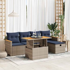 Maison exclusive - salon de jardin avec coussins 6 pcs gris résine tressée acaci