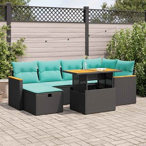 Maison exclusive - salon de jardin avec coussins 7pcs marron résine tressée acac