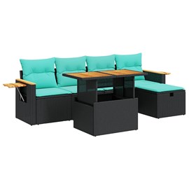 Maison exclusive - salon de jardin 6 pcs avec coussins noir résine tressée acaci