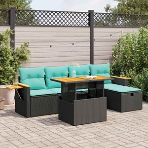 Maison exclusive - salon de jardin 6 pcs avec coussins noir résine tressée acaci
