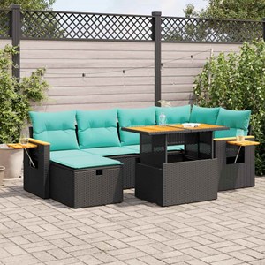 Maison exclusive - salon de jardin avec coussins 7pcs marron résine tressée acac