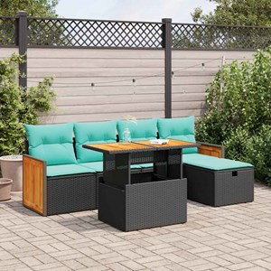 Maison exclusive - salon de jardin 6 pcs avec coussins noir résine tressée acaci