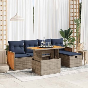 Maison exclusive - salon de jardin avec coussins 6 pcs gris résine tressée acaci