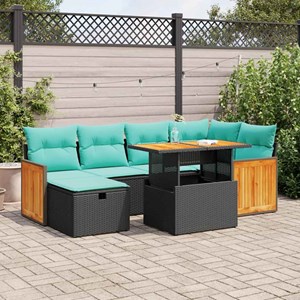 Maison exclusive - salon de jardin avec coussins 7pcs marron résine tressée acac