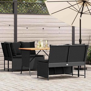 Maison exclusive - salon de jardin 3 pcs avec coussins noir résine tressée