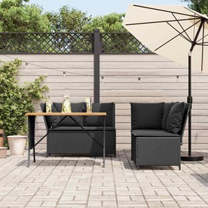 Maison exclusive - salon de jardin 3 pcs avec coussins noir résine tressée