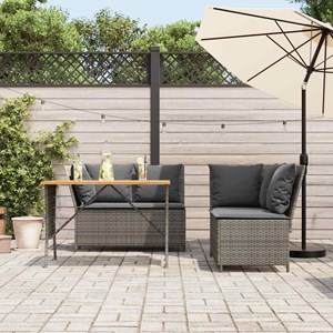 Maison exclusive - salon de jardin avec coussins 3 pcs gris résine tressée