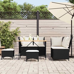 Maison exclusive - salon de jardin 5 pcs avec coussins noir résine tressée