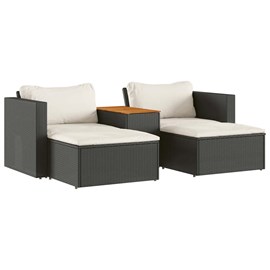 Maison exclusive - salon de jardin 5 pcs avec coussins noir résine tressée acaci