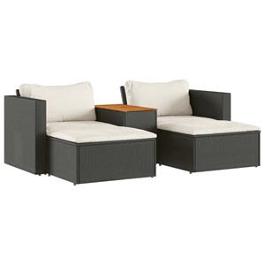 Maison exclusive - salon de jardin 5 pcs avec coussins noir résine tressée acaci