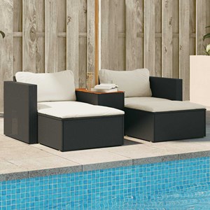 Maison exclusive - salon de jardin 5 pcs avec coussins noir résine tressée acaci
