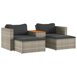 Maison exclusive - salon de jardin 5 pcs avec coussins gris résine tressée acaci