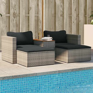 Maison exclusive - salon de jardin 5 pcs avec coussins gris résine tressée acaci