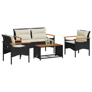 Maison exclusive - salon de jardin 4 pcs avec coussins noir résine tressée