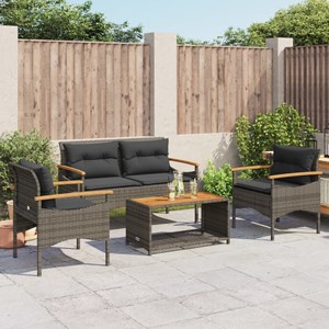 Maison exclusive - salon de jardin 4 pcs avec coussins gris résine tressée