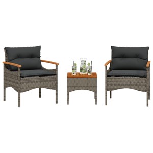 Maison exclusive - salon de jardin avec coussins 3 pcs gris résine tressée