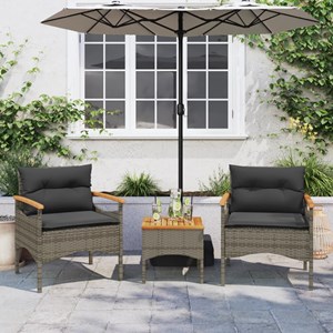 Maison exclusive - salon de jardin avec coussins 3 pcs gris résine tressée