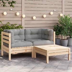 Maison exclusive - salon de jardin 3 pcs avec coussins gris bois de pin massif