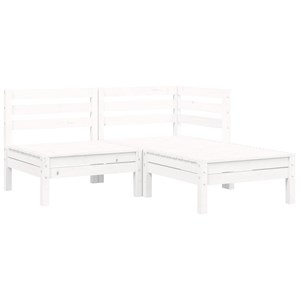 Maison exclusive - salon de jardin 3 pcs avec coussins blanc bois de pin massif