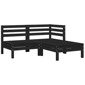 Maison exclusive - salon de jardin 3 pcs avec coussins noir bois de pin massif