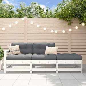 Maison exclusive - salon de jardin 3 pcs avec coussins blanc bois massif