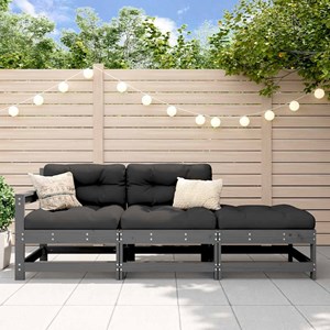 Maison exclusive - salon de jardin 3 pcs avec coussins gris bois massif