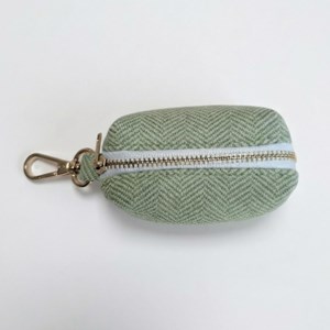 Set pour chien en tweed vert: collier réglable, laisse, porte-sacs taille s