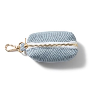 Set pour chien en tweed bleu: collier réglable, laisse, porte-sacs taille s