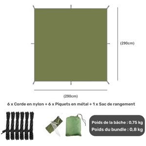 Tarp hamac géant vert armé