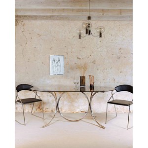 Table à manger en verre fumé n°1136