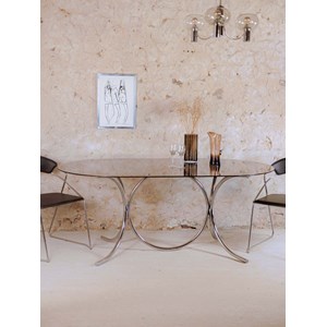 Table à manger en verre fumé n°1136