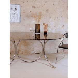 Table à manger en verre fumé n°1136