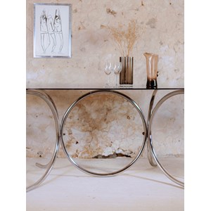 Table à manger en verre fumé n°1136