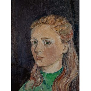 Huile sur toile de la femme aux yeux vert n°367