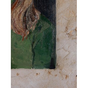 Huile sur toile de la femme aux yeux vert n°367