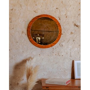 Miroir en bois foncé rond n°1016