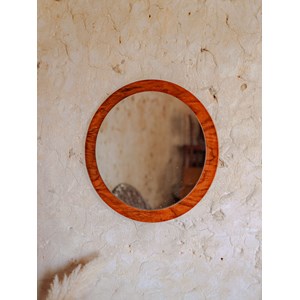 Miroir en bois foncé rond n°1016