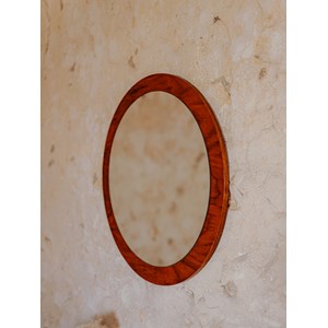 Miroir en bois foncé rond n°1016