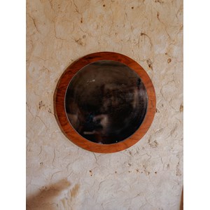 Miroir en bois foncé rond n°1016