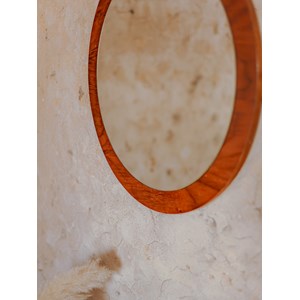Miroir en bois foncé rond n°1016