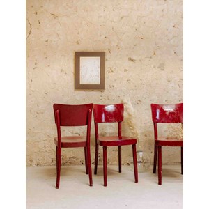 Lot de 4 chaises en bois rouge n°1117