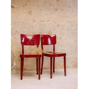 Lot de 4 chaises en bois rouge n°1117