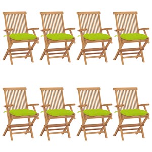 Maison exclusive - chaises de jardin avec coussins vert vif lot de 8 teck massif