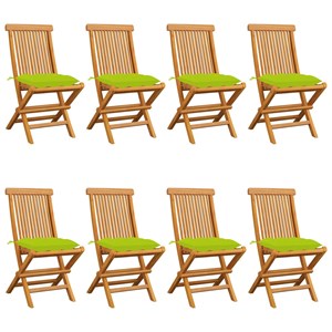 Maison exclusive - chaises de jardin avec coussins vert vif lot de 8 teck massif