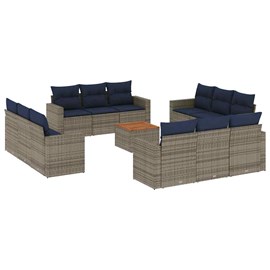 Maison exclusive - salon de jardin avec coussins 13 pcs gris résine tressée